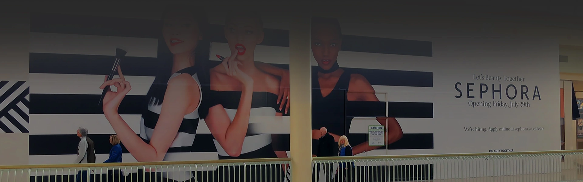 Construction hoarding in a mall